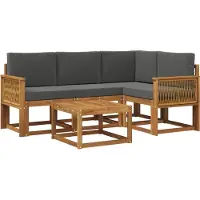 vidaXL Buiten bank set 5 st Natuurlijk en Antraciet Polyester