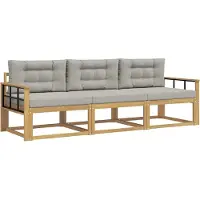 vidaXL Buiten bank set 3 st Wit en Lichtgrijs Polyester