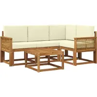 vidaXL Buiten bank set 5 st Natuurlijk en Crème Polyester