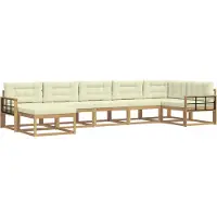vidaXL Buiten bank set 7 st Wit en crèmekleurig