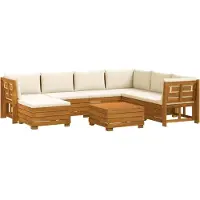 vidaXL Buiten bank set met kussen 8 Stuk Bruin Massief Acacia Hout
