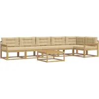 vidaXL Buiten bank set 7 st Wit en Beige Polyester