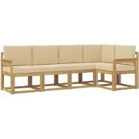 vidaXL Buiten bank set 5 st Wit en Beige