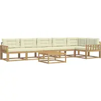 vidaXL Buiten bank set 7 st Wit en crèmekleurig Polyester
