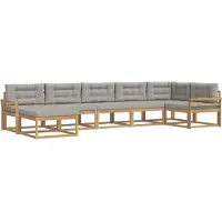 vidaXL Buiten bank set met kussen 7 pcs Wit en Lichtgrijs