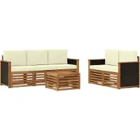 vidaXL Buiten bank set 6 st Natuurlijk en Crème Massief Acacia Hout