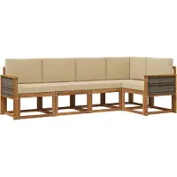 vidaXL Buiten bank set 5 st Natuurlijk en Beige Polyester