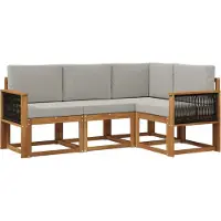 vidaXL Tuinset met 4 zitplaatsen, natuurlijke en lichtgrijze polyester stof