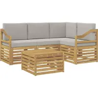 vidaXL Buiten bank set 5 st Wit en Lichtgrijs Polyester