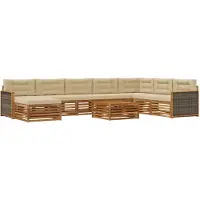 vidaXL Buiten bank set 9 st Natuurlijk en Beige Massief Acacia Hout