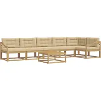 vidaXL Buiten bank set 7 st Wit en Beige Polyester