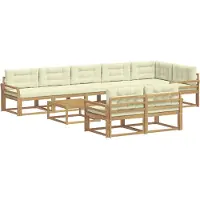 vidaXL Buiten bank set 9 st Wit en crèmekleurig Polyester