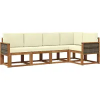 vidaXL Buiten bank set 5 st Natuurlijk en Crème Polyester