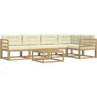 vidaXL Buiten bank set 6 st Wit en crèmekleurig Polyester
