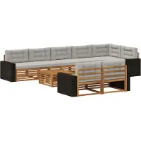vidaXL Buiten bank set 9 st Naturel en lichtgrijs Solid Acacia Wood