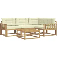 vidaXL Buiten bank set 5 pcs Wit en crèmekleurig 79 x 79 x 37 cm