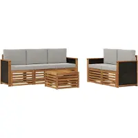 vidaXL Buiten bank set 6 st Naturel en lichtgrijs Massief Acacia Hout