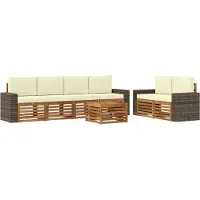 vidaXL Buiten bank set 7 st Natuurlijk en Crème Massief Acacia Hout