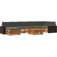 vidaXL Tuinset met 8 zitplaatsen, natuurlijke en antraciet kleur