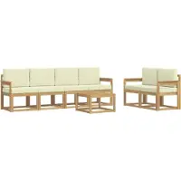 vidaXL Buiten bank set 7 st Wit en crèmekleurig