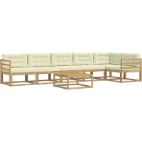vidaXL Buiten bank set 7 st Wit en crèmekleurig Polyester