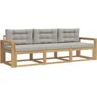 vidaXL Buiten bank set 3 st Wit en Lichtgrijs Polyester