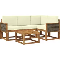 vidaXL Buiten bank set 5 st Natuurlijk en Crème Polyester
