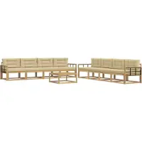 vidaXL Buiten bank set 9 st Wit en Beige Polyester