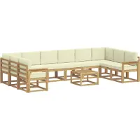 vidaXL Buiten bank set met kussen 11 pcs Wit en crèmekleurig