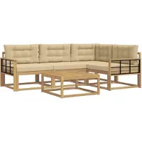 vidaXL Buiten bank set 5 st Wit en Beige Polyester