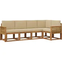 vidaXL Buiten bank set 5 st Natuurlijk en Beige Polyester