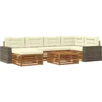 vidaXL Buiten bank set met kussen 7 pcs Natuurlijk en Crème