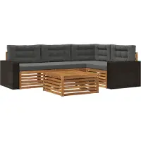 vidaXL Buiten bank set 5 st Natuurlijk en Antraciet Polyester