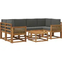 vidaXL Buiten bank set 7 pcs Natuurlijk en Antraciet Polyester