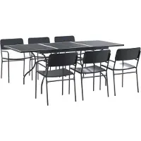 vidaXL Tuin Eettafel Set 7 pcs Antracietkleurig Staal