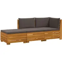 vidaXL Buiten bank set met kussen 3 Stuk Bruin Massief Acacia Hout