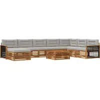 vidaXL Buiten bank set 9 st Naturel en lichtgrijs Massief Acacia Hout