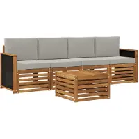 vidaXL Buiten bank set 5 st Naturel en lichtgrijs Massief Acacia Hout