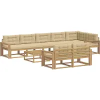 vidaXL Buiten bank set 9 st Wit en Beige Polyester