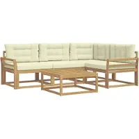 vidaXL Buiten bank set 5 st Wit en crèmekleurig Polyester