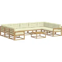 vidaXL Buiten bank set 10 st Wit en crèmekleurig
