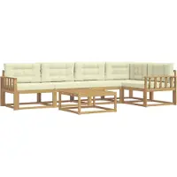 vidaXL Buiten bank set 6 st Wit en crèmekleurig Polyester