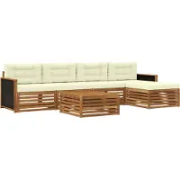 vidaXL Buiten bank set 6 st Natuurlijk en Crème Polyester