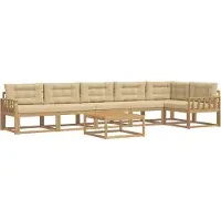 vidaXL Buiten bank set 7 st Wit en Beige Polyester