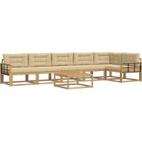 vidaXL Buiten bank set 7 pcs Wit en Beige 79 x 79 x 37 cm Polyester