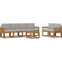 vidaXL Buiten bank set 7 st Naturel en lichtgrijs 59 x 59 x 37 cm