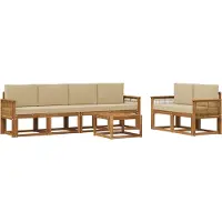 vidaXL Buiten bank set 7 st Natuurlijk en Beige Polyester