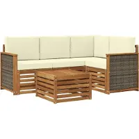 vidaXL Buiten bank set 5 pcs Natuurlijk en Crème 59 x 59 x 37 cm
