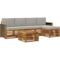vidaXL Buiten bank set 6 st Naturel en lichtgrijs
