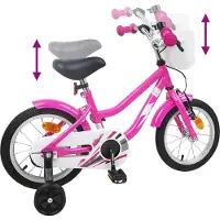 vidaXL Kinderfiets 12 Inch voor 2-4 jaar oud Donkerroze